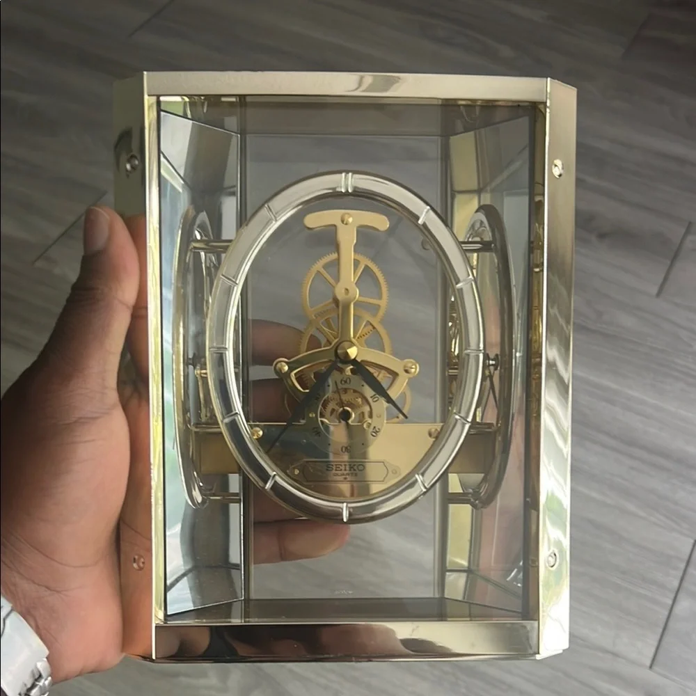 Seiko Gold and Silver Skeleton Quartz Clock